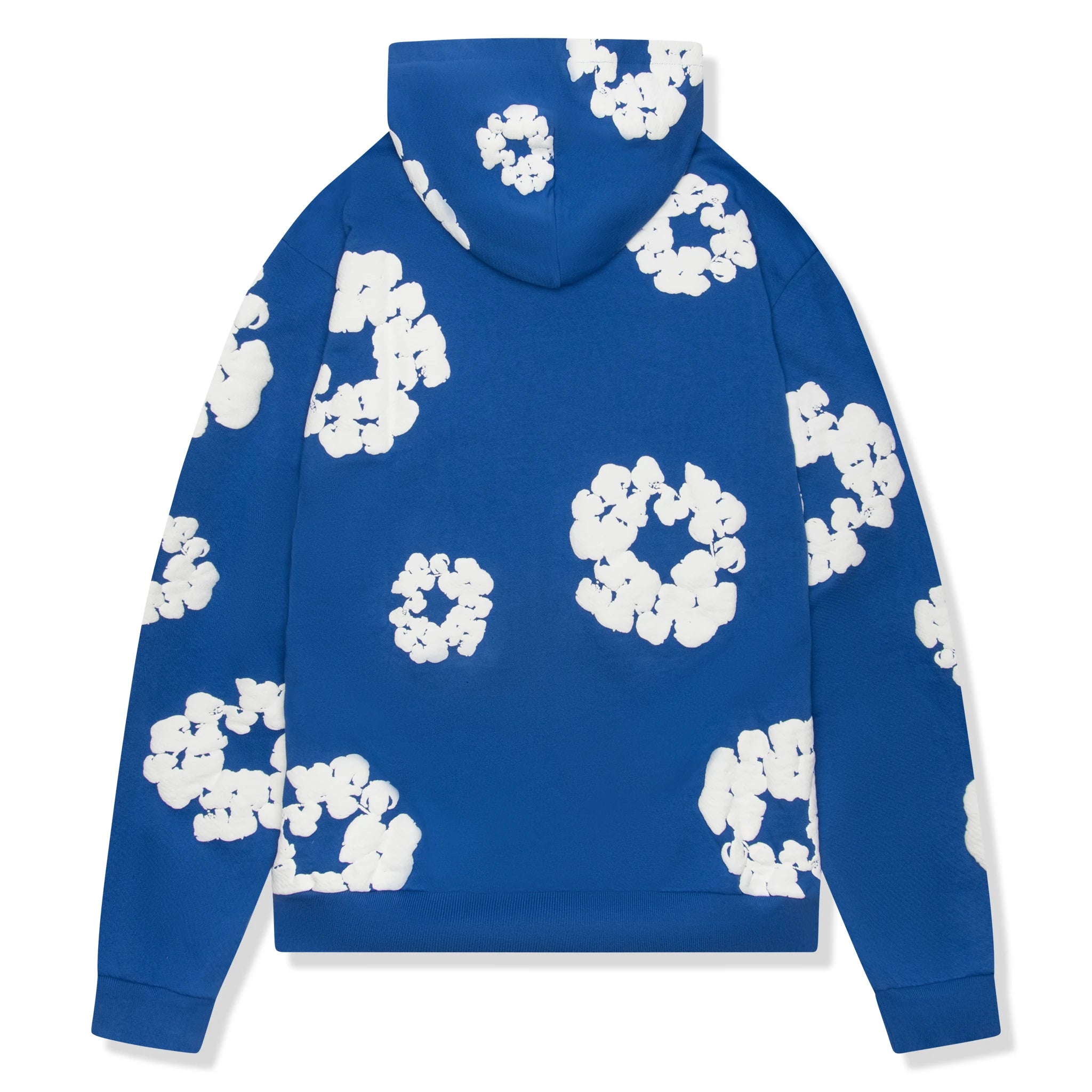 Back view of Denim Tears The Cotton Wreath Royal Blue Hoodie